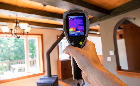 Bradford home inspector using infrared thermal vision for cold spots in home